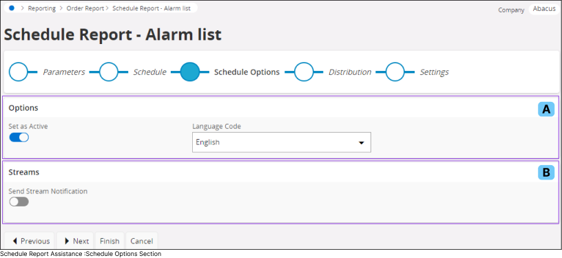 Schedule Options