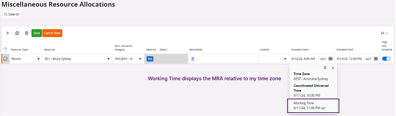 MRA 表示