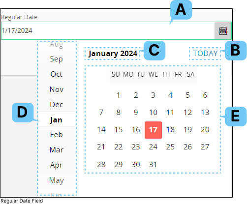 通常の日付時刻フィールド