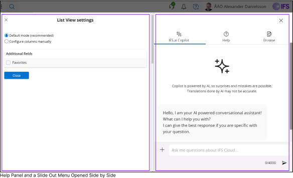 ヘルプタブ付きのサイドパネル