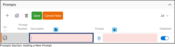 新しいテーブル行