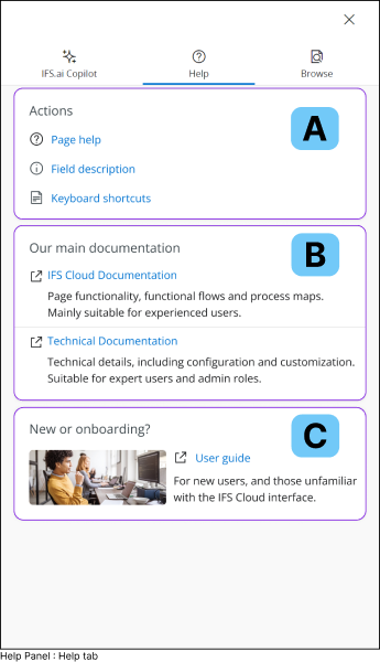 ヘルプパネル: ヘルプタブ